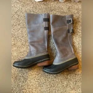 Sorel Slimpack Tall II Equestrian Waterproof Riding Boots Womens 9 Gray Black
