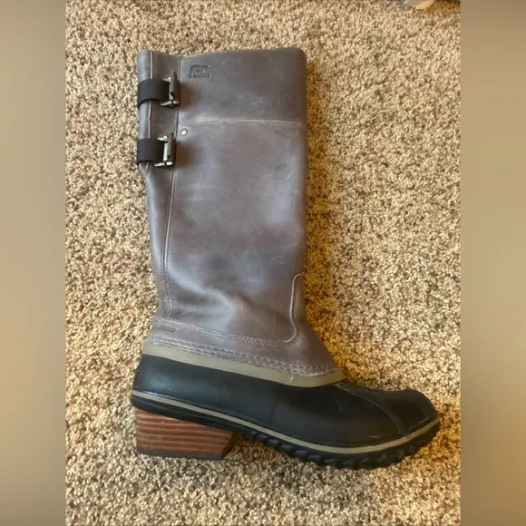 Sorel Slimpack Tall II Equestrian Waterproof Riding Boots Womens 9 Gray Black