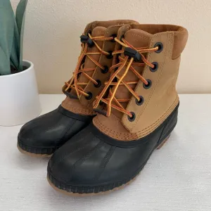 SOREL Tan Leather Black waterproof Boots Size Kids’ 4