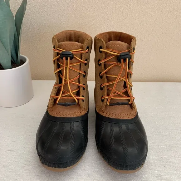 SOREL Tan Leather Black waterproof Boots Size Kids’ 4