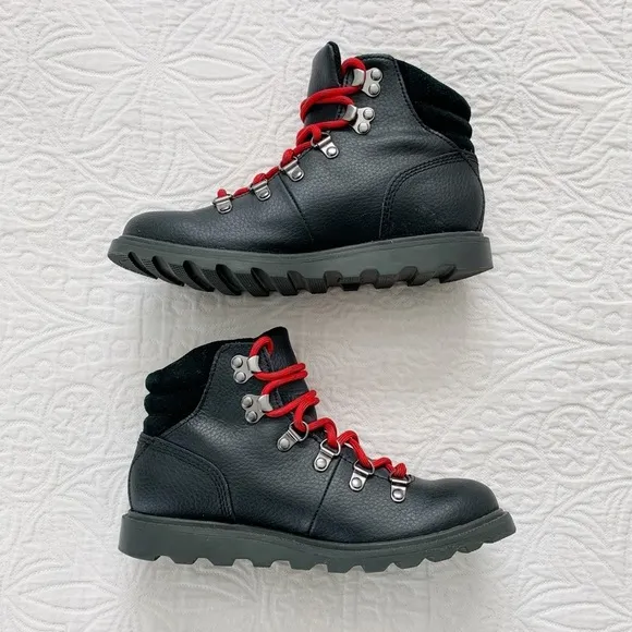 Sorel Unisex Madson Waterproof Hiker Boots, Black / Red