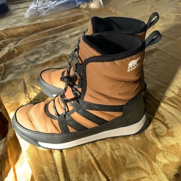 Sorel Whitney II Short Lace Waterproof Insulated Winter Brown Kids Boots Sz 4