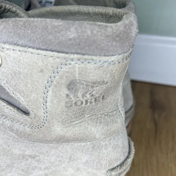 Sorel Womens 9.5 Sneakchic Alpine Kettle Boot Waterproof Leather Gray Taupe Lace