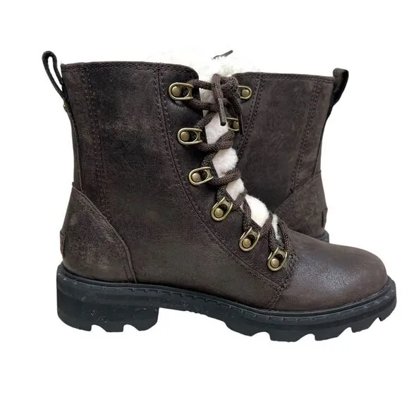 Sorel Womens Boots Lennox‎ Brown Leather Waterproof Lug Soles Lace Up Size 6