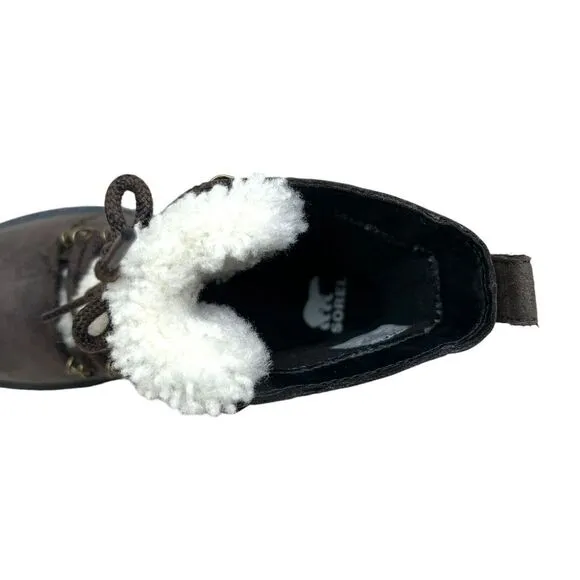 Sorel Womens Boots Lennox‎ Brown Leather Waterproof Lug Soles Lace Up Size 6