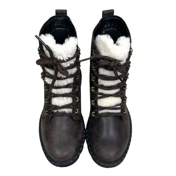 Sorel Womens Boots Lennox‎ Brown Leather Waterproof Lug Soles Lace Up Size 6