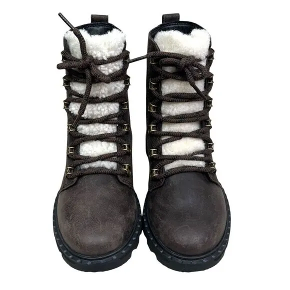 Sorel Womens Boots Lennox‎ Brown Leather Waterproof Lug Soles Lace Up Size 6