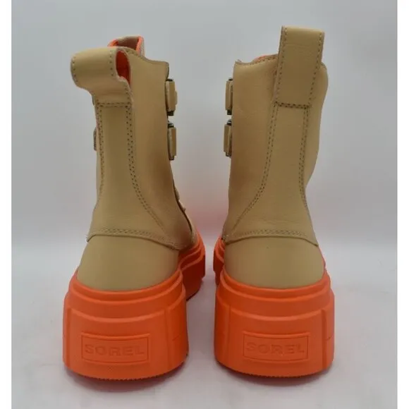 Sorel Womens Size 8.5 Caribou X Ceramic Orange Waterproof Leather Platform Boots