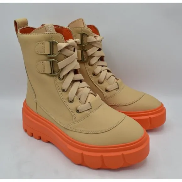 Sorel Womens Size 8.5 Caribou X Ceramic Orange Waterproof Leather Platform Boots