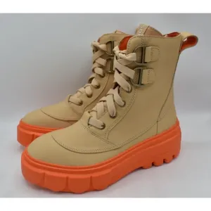 Sorel Womens Size 8.5 Caribou X Ceramic Orange Waterproof Leather Platform Boots