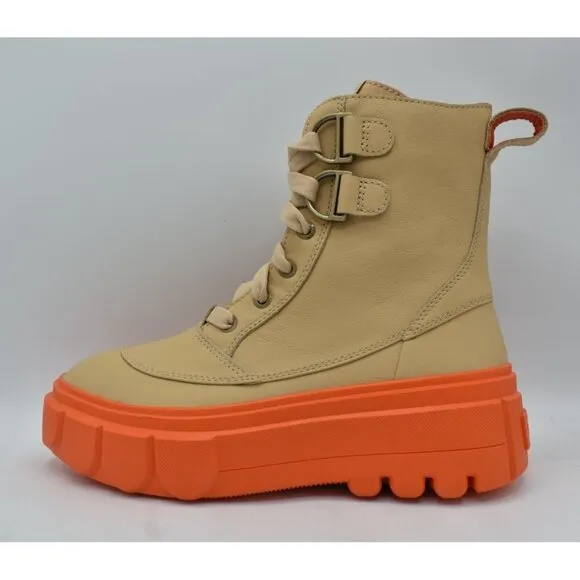 Sorel Womens Size 8.5 Caribou X Ceramic Orange Waterproof Leather Platform Boots