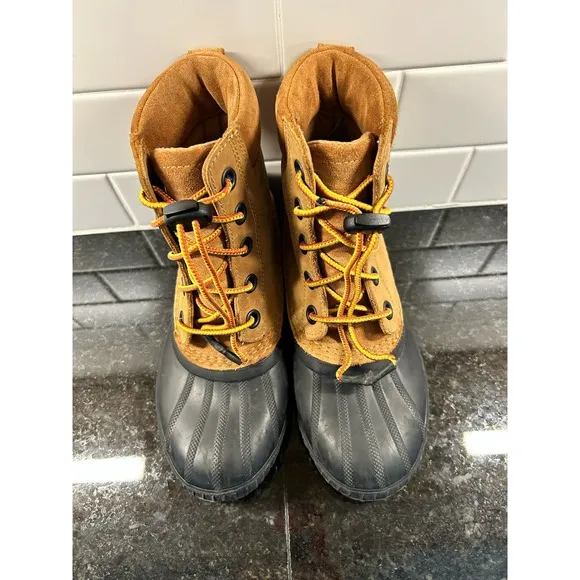 Sorel Youth‎ Leather Winter Warm Snow Boots Waterproof Tan Black Size 4
