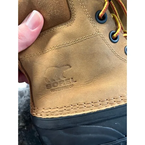 Sorel Youth‎ Leather Winter Warm Snow Boots Waterproof Tan Black Size 4