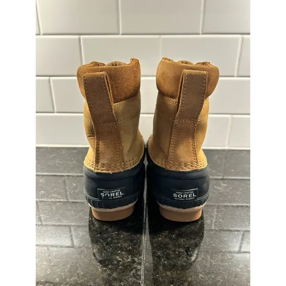 Sorel Youth‎ Leather Winter Warm Snow Boots Waterproof Tan Black Size 4