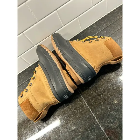Sorel Youth‎ Leather Winter Warm Snow Boots Waterproof Tan Black Size 4