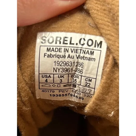 Sorel Youth‎ Leather Winter Warm Snow Boots Waterproof Tan Black Size 4