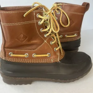 Sperry Brown Leather &amp; Rubber Waterproof Boots Size 7