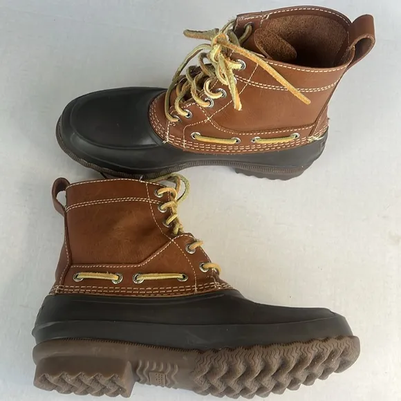 Sperry Brown Leather &amp; Rubber Waterproof Boots Size 7