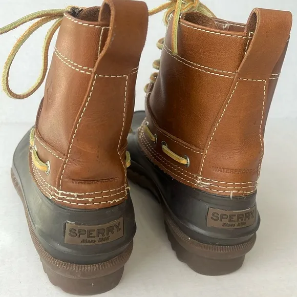 Sperry Brown Leather &amp; Rubber Waterproof Boots Size 7
