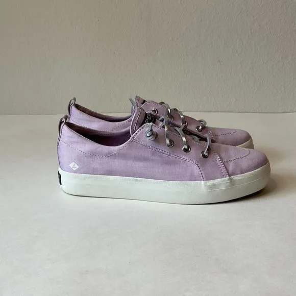 Sperry Crest Vibe Girls‎ Kids Size 3.5M Sneakers Shoes Purple Silver EUC