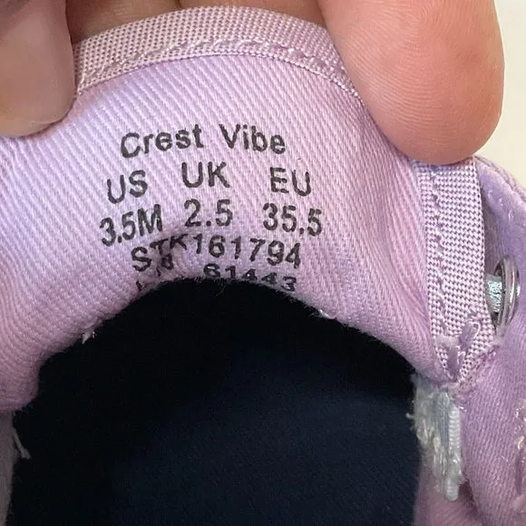Sperry Crest Vibe Girls‎ Kids Size 3.5M Sneakers Shoes Purple Silver EUC