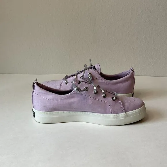 Sperry Crest Vibe Girls‎ Kids Size 3.5M Sneakers Shoes Purple Silver EUC