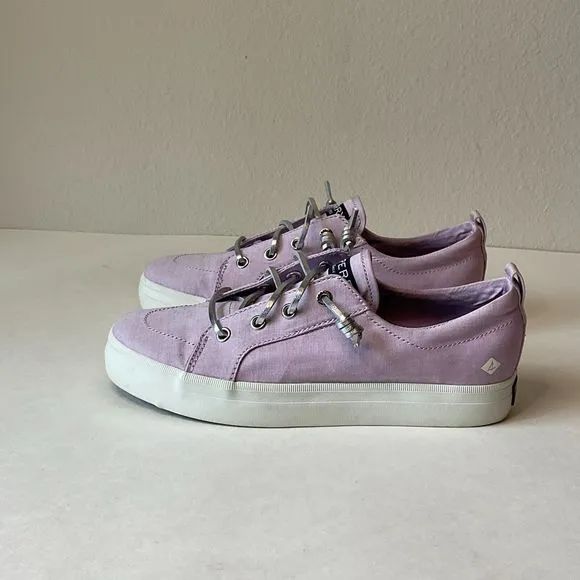 Sperry Crest Vibe Girls‎ Kids Size 3.5M Sneakers Shoes Purple Silver EUC