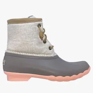 Sperry Saltwater Rain Boots in Linen/Rose size 6 (36) EUC