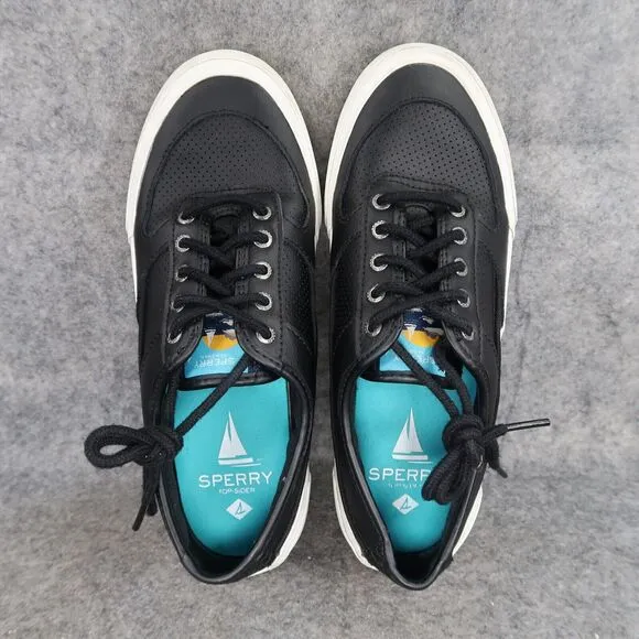 Sperry Shoes Womens 8 Sneakers Athletic Casual Soletide Leather Black Lace Up
