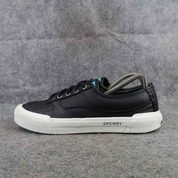 Sperry Shoes Womens 8 Sneakers Athletic Casual Soletide Leather Black Lace Up