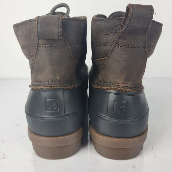 Sperry Top Sider Brown Black Waterproof Leather Rubber Duck Boots size 13