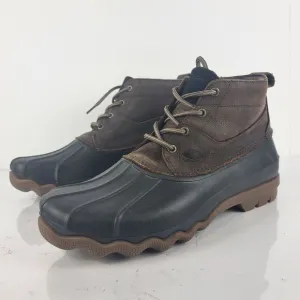 Sperry Top Sider Brown Black Waterproof Leather Rubber Duck Boots size 13