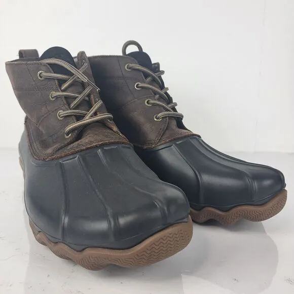 Sperry Top Sider Brown Black Waterproof Leather Rubber Duck Boots size 13