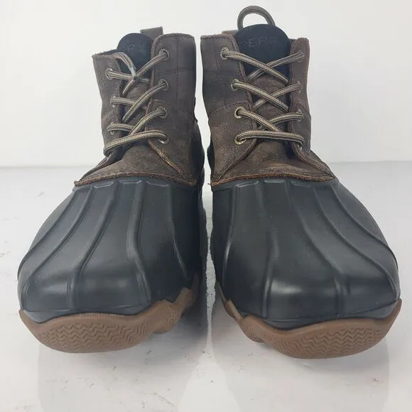 Sperry Top Sider Brown Black Waterproof Leather Rubber Duck Boots size 13