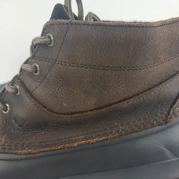 Sperry Top Sider Brown Black Waterproof Leather Rubber Duck Boots size 13