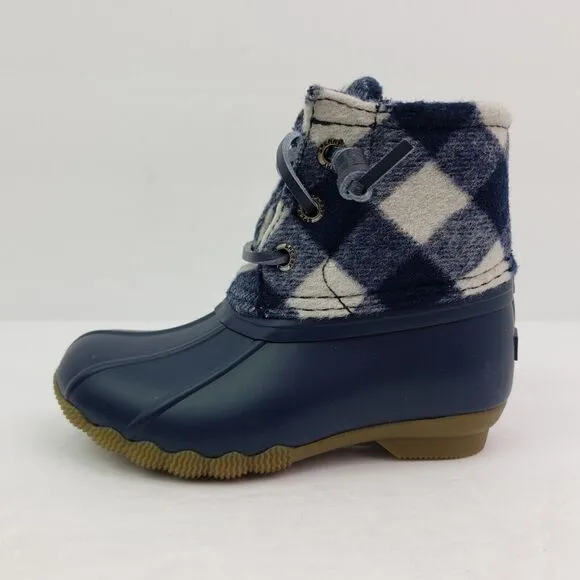 Sperry Top Sider Saltwater Toddler Sz 13 Blue Plaid Wool Waterproof Duck Boots