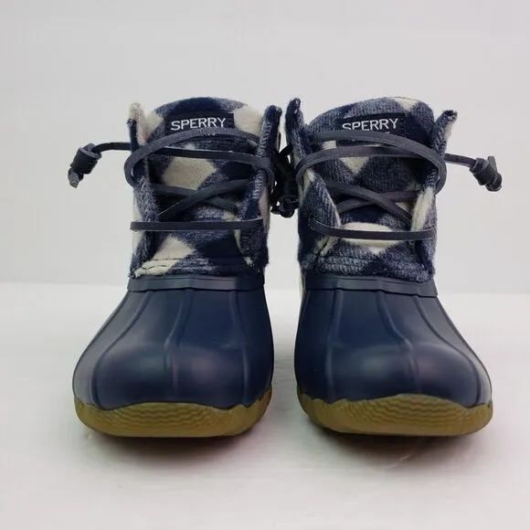 Sperry Top Sider Saltwater Toddler Sz 13 Blue Plaid Wool Waterproof Duck Boots