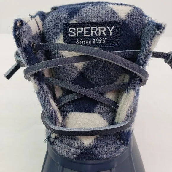 Sperry Top Sider Saltwater Toddler Sz 13 Blue Plaid Wool Waterproof Duck Boots