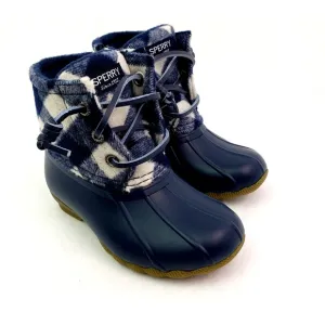 Sperry Top Sider Saltwater Toddler Sz 13 Blue Plaid Wool Waterproof Duck Boots