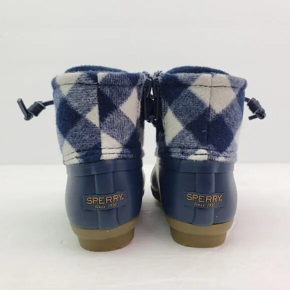 Sperry Top Sider Saltwater Toddler Sz 13 Blue Plaid Wool Waterproof Duck Boots
