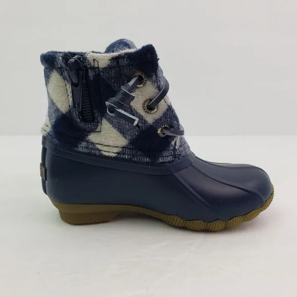 Sperry Top Sider Saltwater Toddler Sz 13 Blue Plaid Wool Waterproof Duck Boots