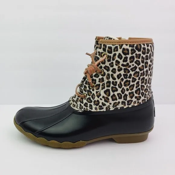 Sperry Top Sider Saltwater Youth Girls Sz 4Y Animal Print Waterproof Duck Boots