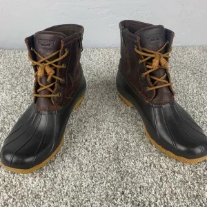 Sperry Top Sider Women's Size 9.5 M Brown Saltwater Duck Rain Ankle Boots