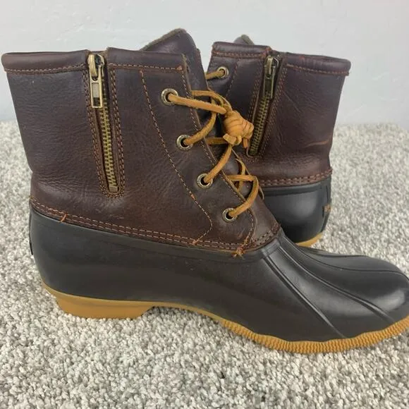 Sperry Top Sider Women's Size 9.5 M Brown Saltwater Duck Rain Ankle Boots