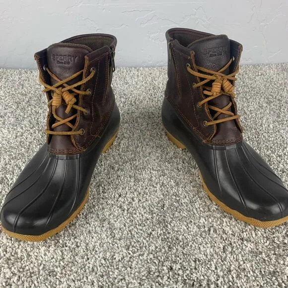 Sperry Top Sider Women's Size 9.5 M Brown Saltwater Duck Rain Ankle Boots