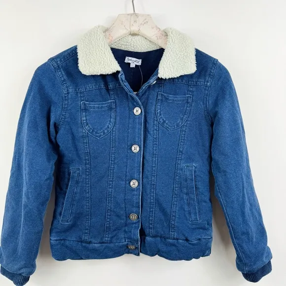 Splendid little girls faux fur collar denim jacket