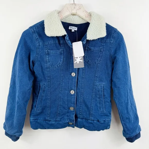 Splendid little girls faux fur collar denim jacket