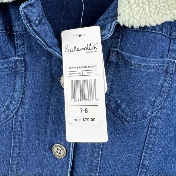 Splendid little girls faux fur collar denim jacket