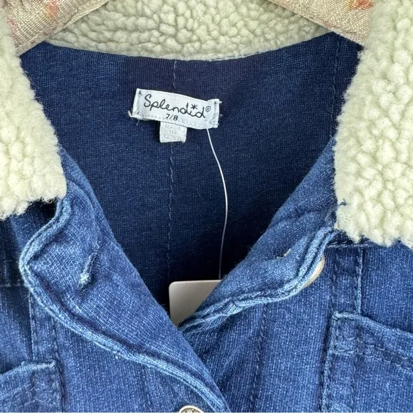 Splendid little girls faux fur collar denim jacket