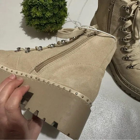 Steve Madden NWOT Rainer Leather Suede Lace Up Hiking Combat Chunky Boots 8.5